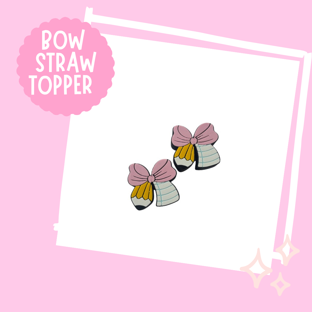 Teacher Bow Straw topper- Set of 2 - Wholesale