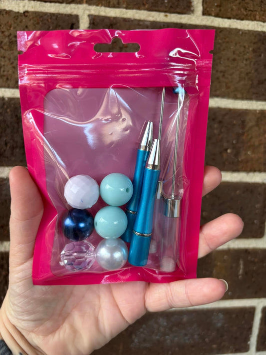 BLUE SNOW GLOBE PEN SET