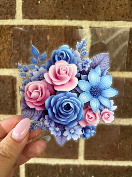 BLUE AND PINK FLOWERS-DECAL