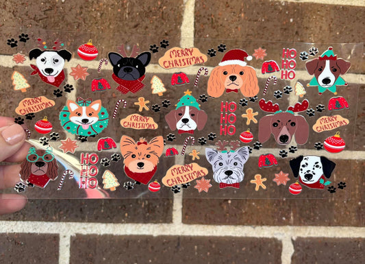 CHRISTMAS DOG FACES DOUBLE SIDED UV- DTF