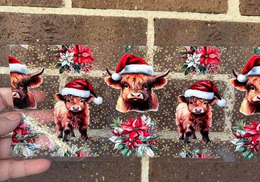 CHRISTMAST HIGHLAND COW  DOUBLE SIDED UV- DTF