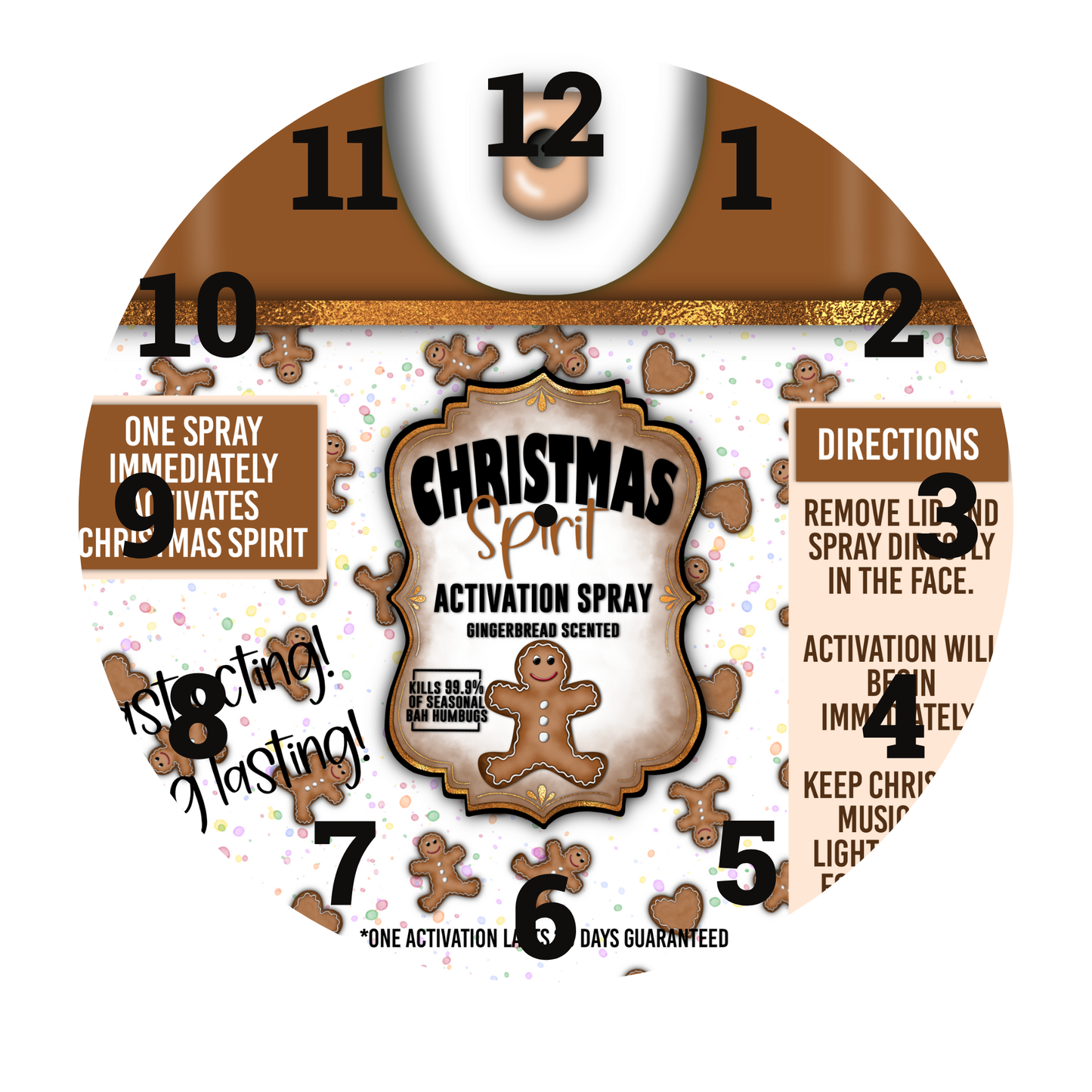 CHRISTMAS SPIRIT UV-DTF CLOCK