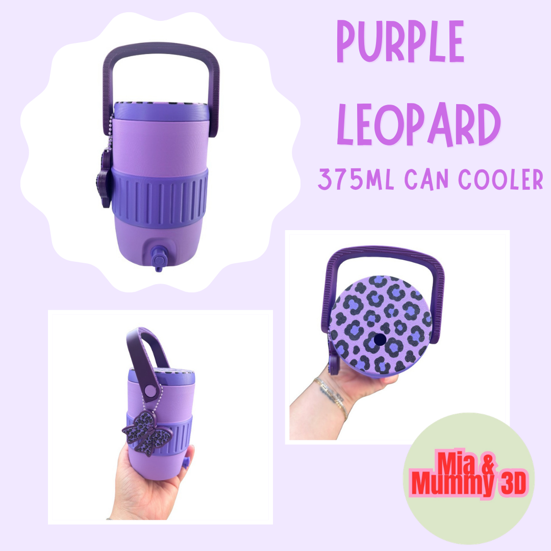 Purple Leopard Print Can Cooler