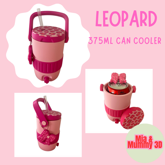 Pink Leopard Print Can Cooler