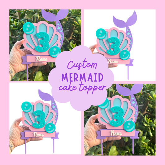 Custom Mermaid cake topper 🧜♀️✨