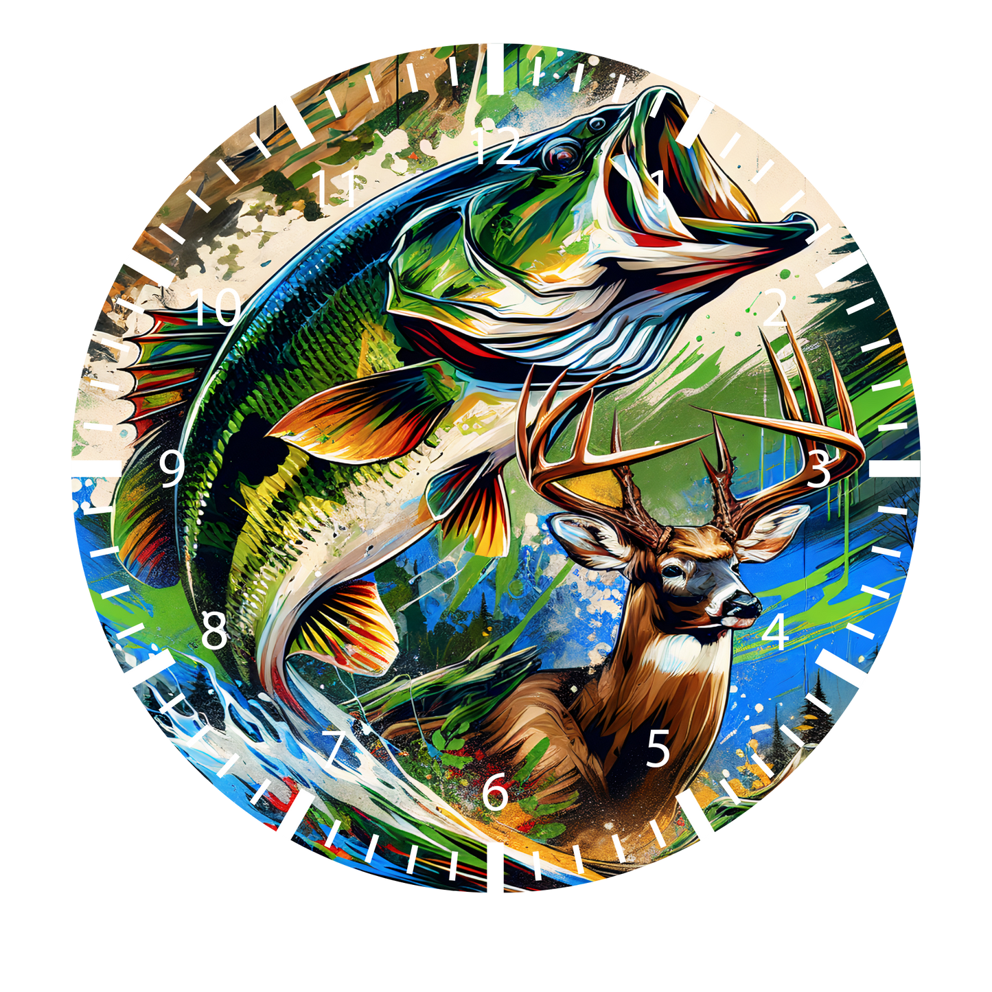 FISH AND DEER UV-DTF CLOCK