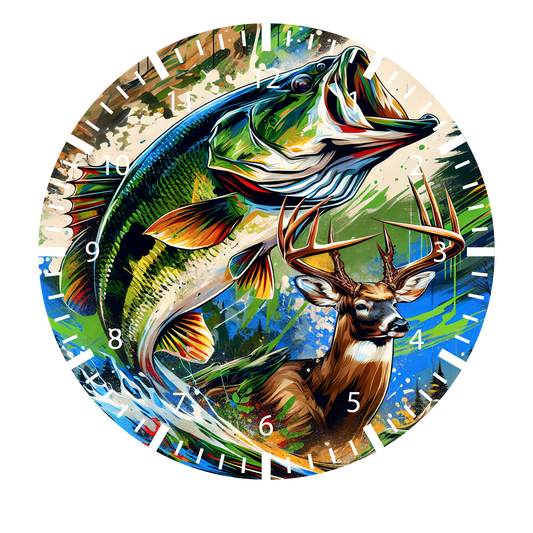 FISH AND DEER UV-DTF CLOCK