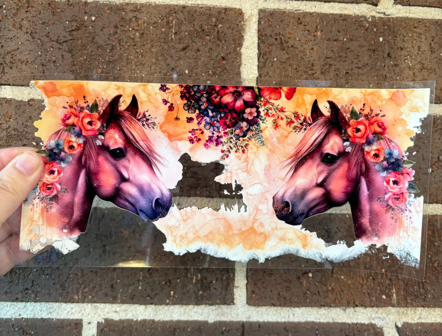 FLORAL HORSES DOUBLE SIDED UV-DTF