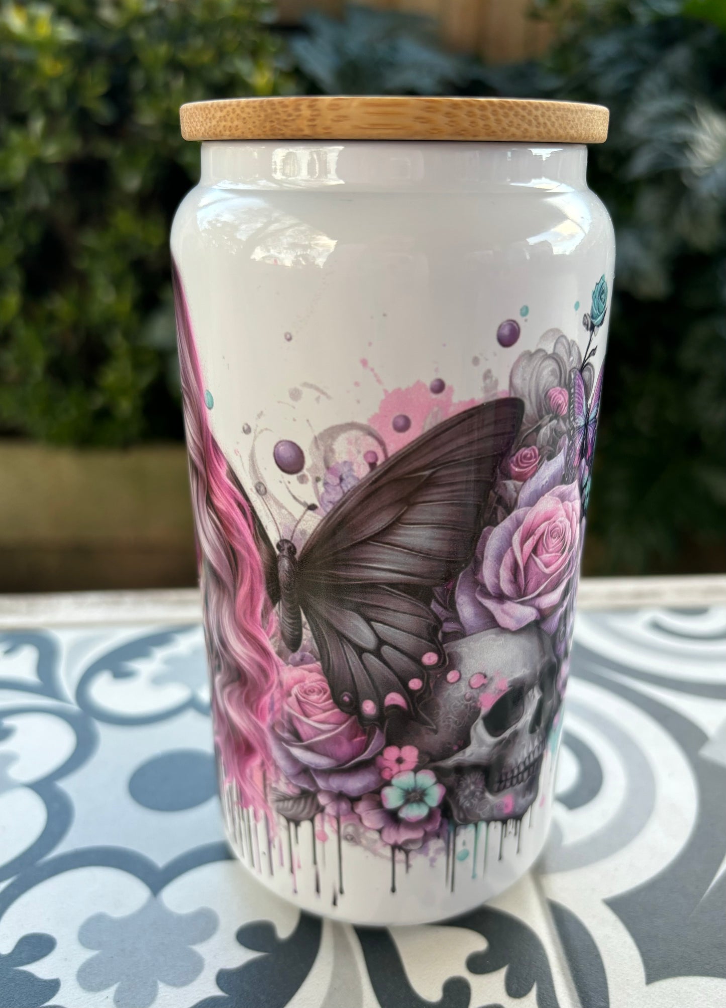 Purple Tattoo Lady 16oz Tumbler.