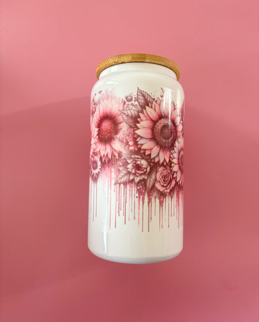 Pink Floral Double Wall Tumbler- Seconds.