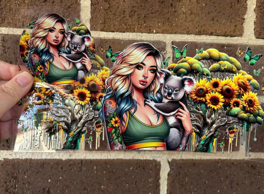 KOALA AND SUNFLOWERS - DTF & LID DECAL