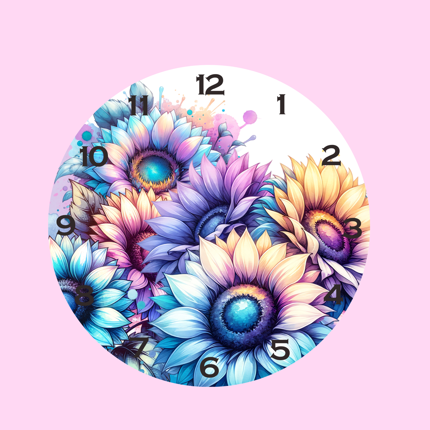 PASTEL SUNFLOWERS-DTF CLOCK