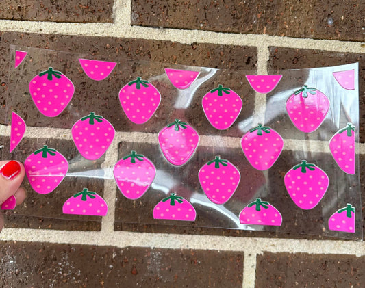 PINK STRAWBERRIES DOUBLE SIDED UV- DTF