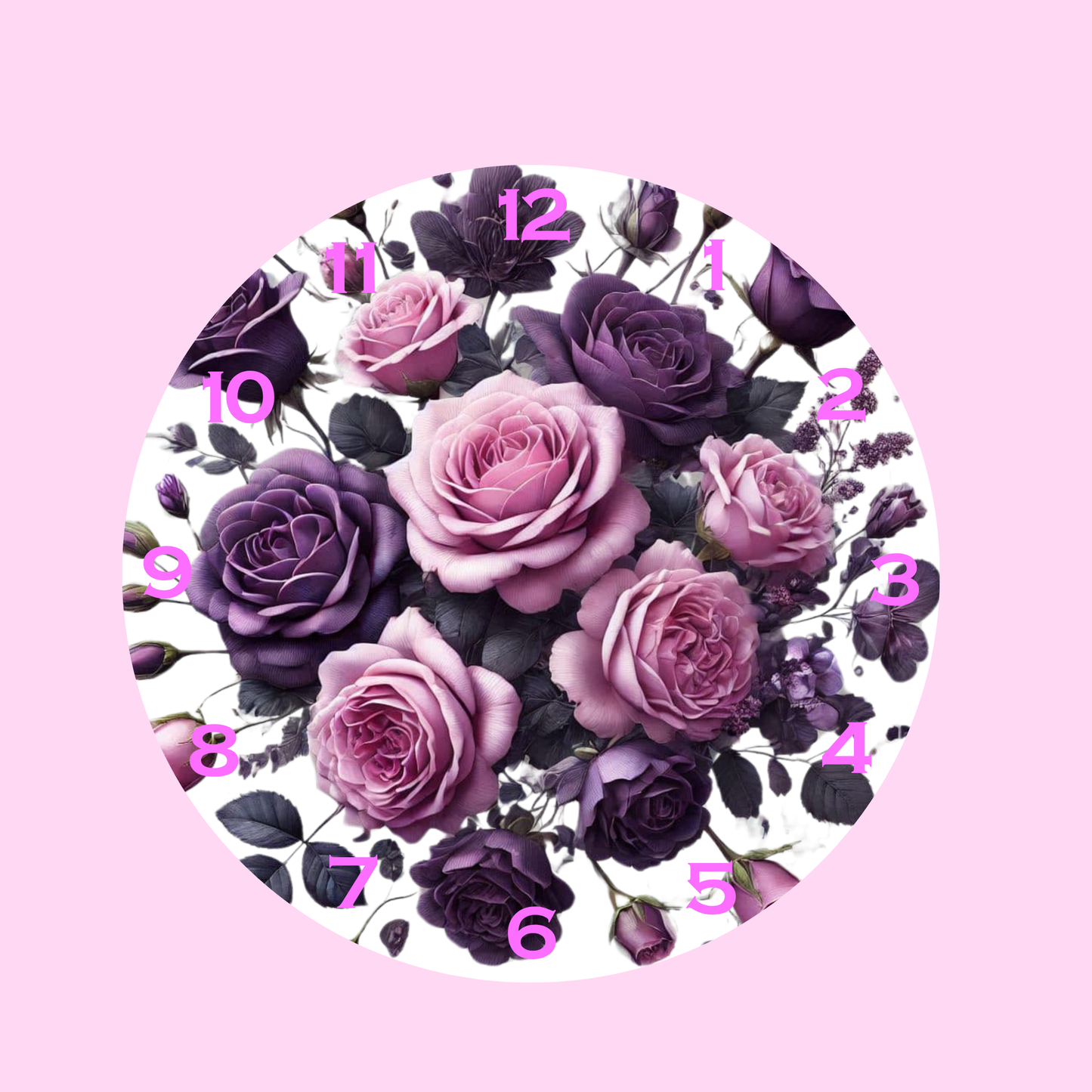 PURPLE ROSES -DTF CLOCK