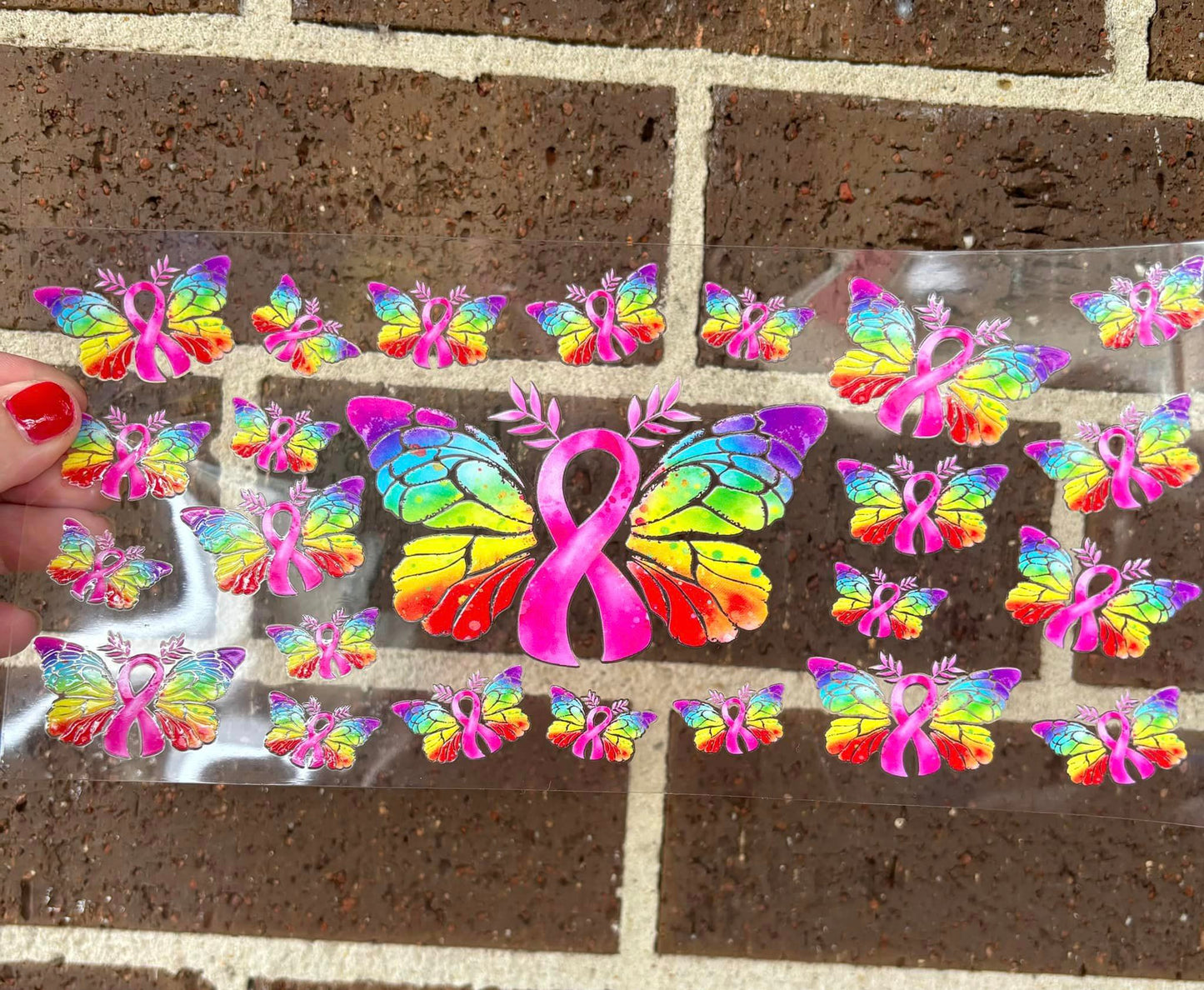 RAINBOW PINK RIBBON DOUBLE SIDED UV- DTF