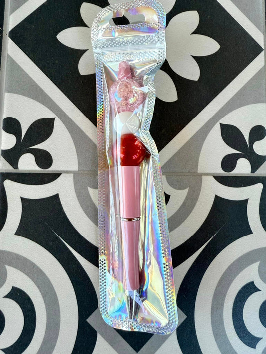 PINK AND RED BEADED PEN