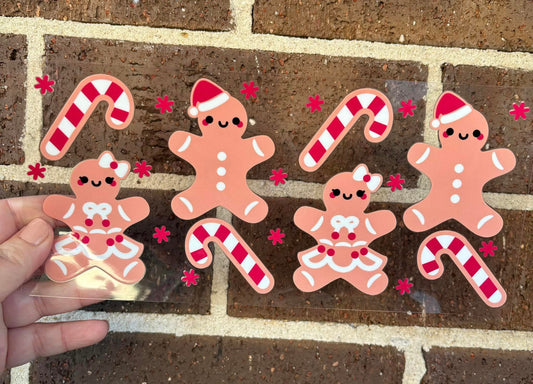 GINGERBREAD WITH RED CANDY CANES DOUBLE SIDED UV- DTF