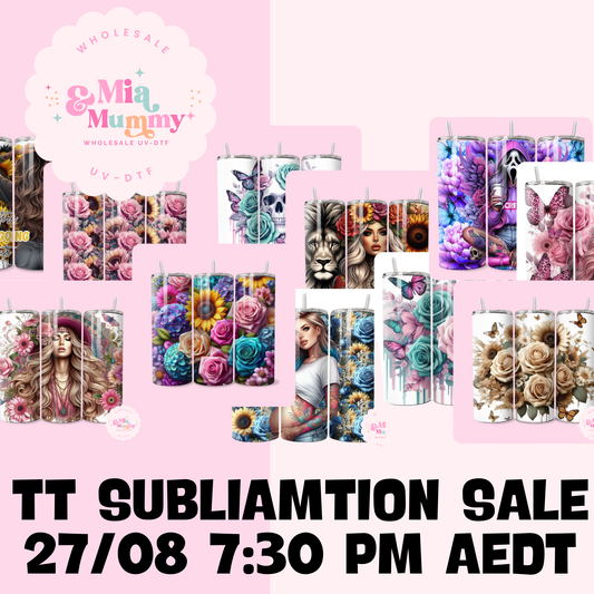SUBLIMATION PRINT LIVE SALE -WEDNESDAY THE 27TH OF AUGUST