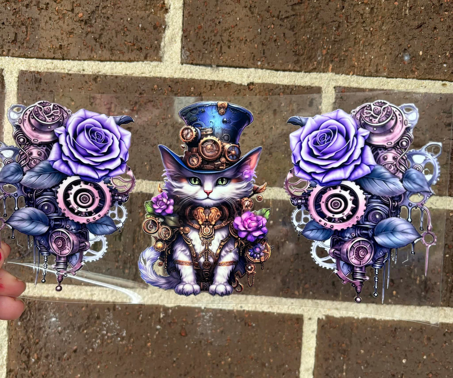 STEAMPUNK CAT DOUBLE SIDED UV- DTF