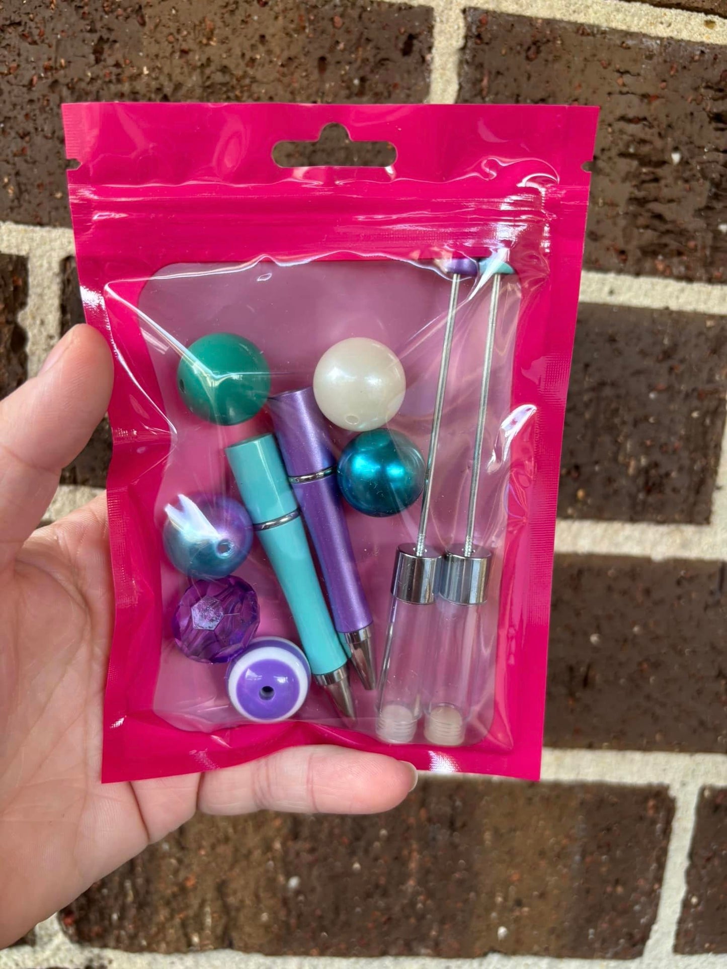 TEAL AND PURPLE SNOW GLOBE PEN SET