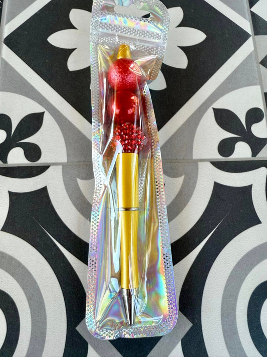 YELLOW AND RED BEADED PEN